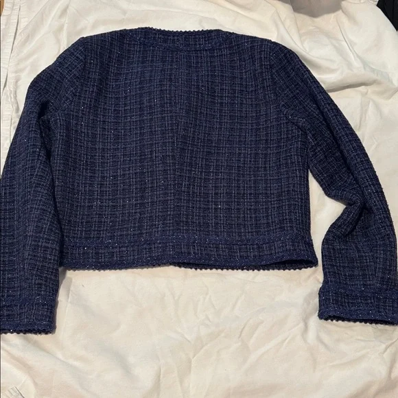 Kerri Rosenthal Navy Tweed Jacket with Red Heart Accent M - Picture 7 of 11